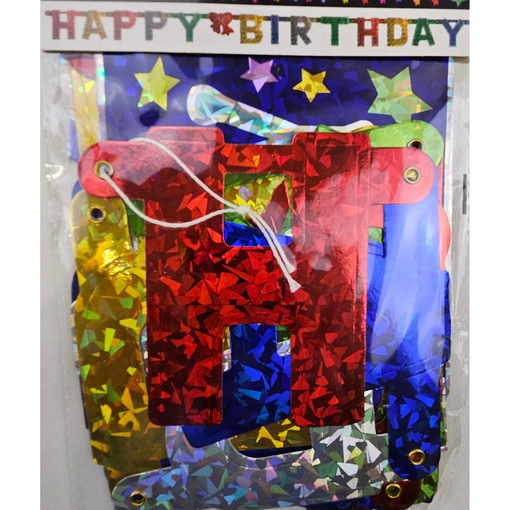 16pc Happy Birthday Banner Set 10 Jungle 7ft & 6 Holographic 2ft Party Decor Lot